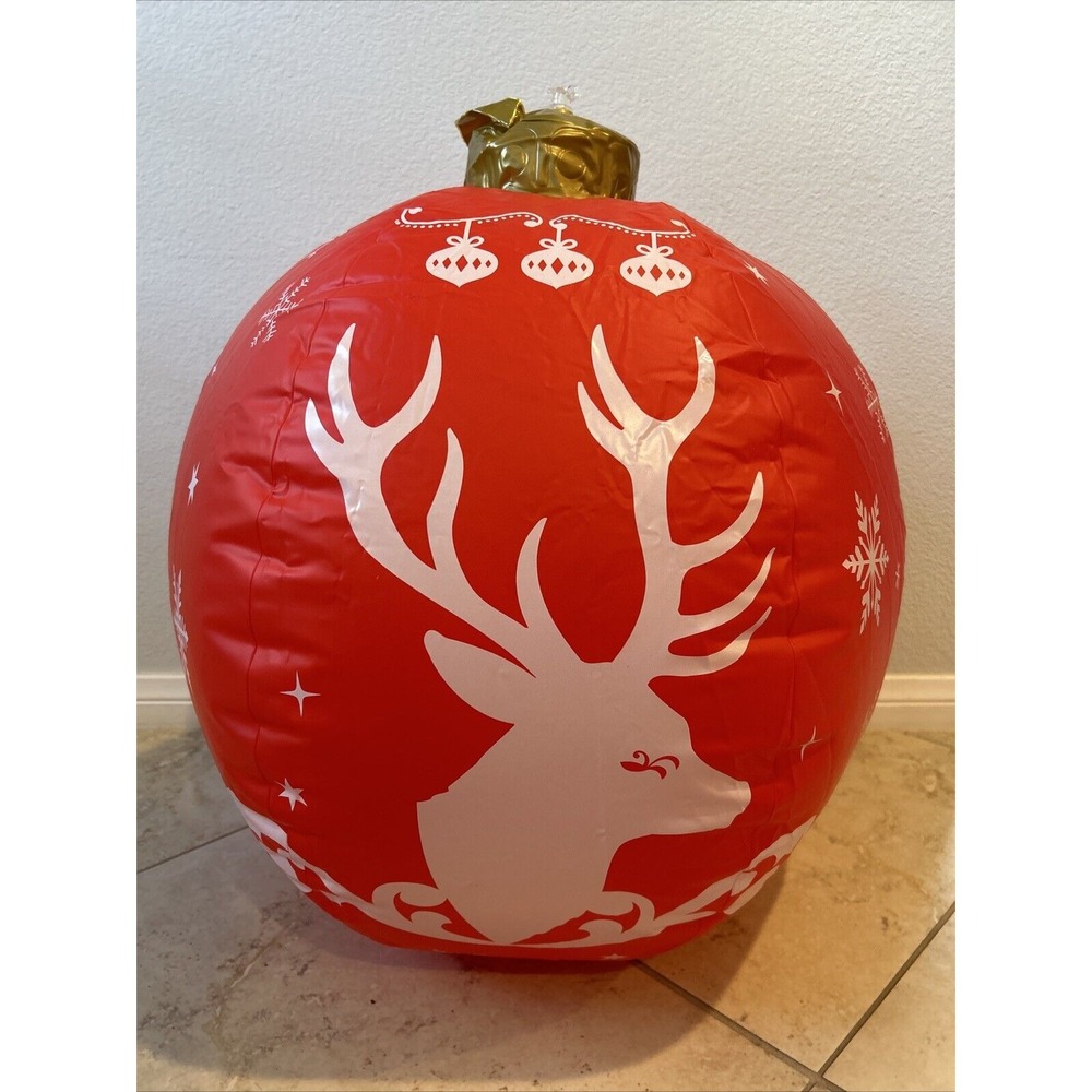 Giant Christmas Inflatable Ornament Ball‎ Reindeer Red White Brand New